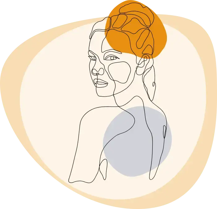 Structure of a woman with highlighted areas of hidden inflammation in her head